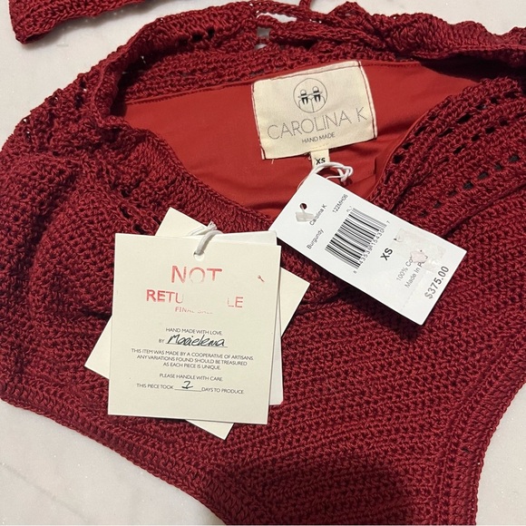Carolina K Anthropologie Free People Crochet Bikini Set in Burgundy NWT XS - Picture 5 of 7